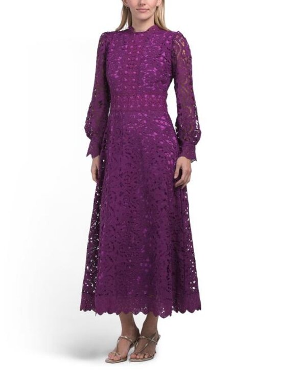 Dalia Macphee Dresses & Skirts - DALIA MACPHEE Long Sleeve Lace Midi Dress